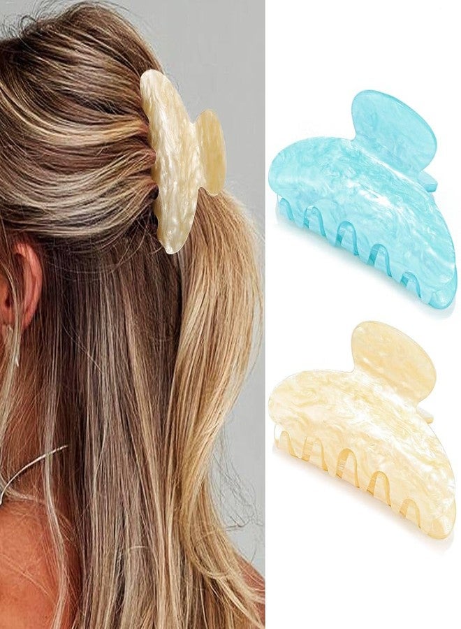 CAKURE Green Hair Clips Cute Medium Claw Clips Hair Accessories for Women (Pack of 2) (e-champagne&dark blue) - Image 1